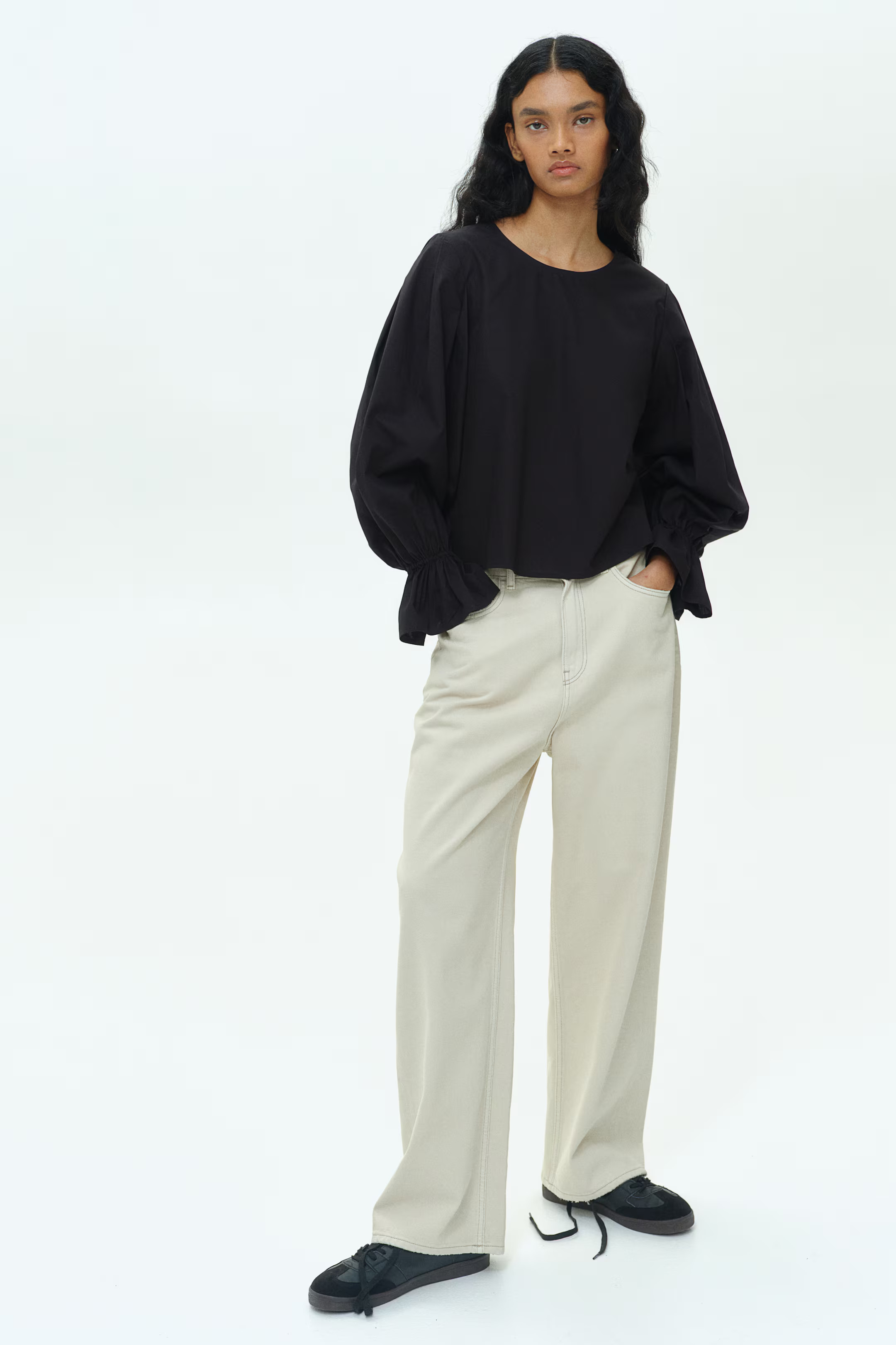 Tie-detail cotton blouse | H&M (UK, MY, IN, SG, PH, TW, HK)