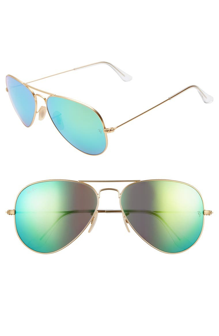 Ray-Ban 58mm Mirrored Aviator Sunglasses | Nordstrom | Nordstrom
