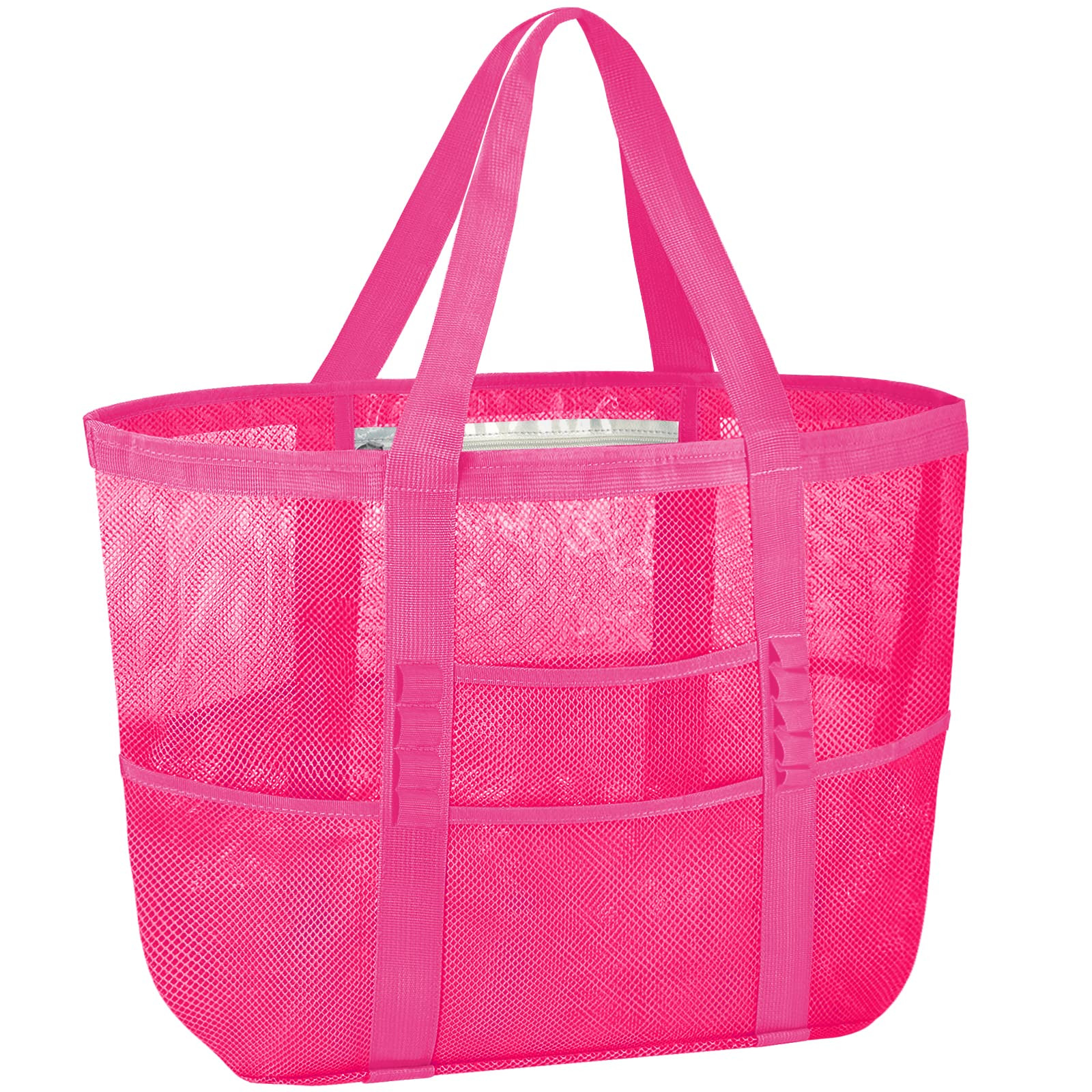 BALEINE Large Beach Bag Pool Bags, Mesh Beach Tote for Toys, Towel, flip flops, Pink | Amazon (US)