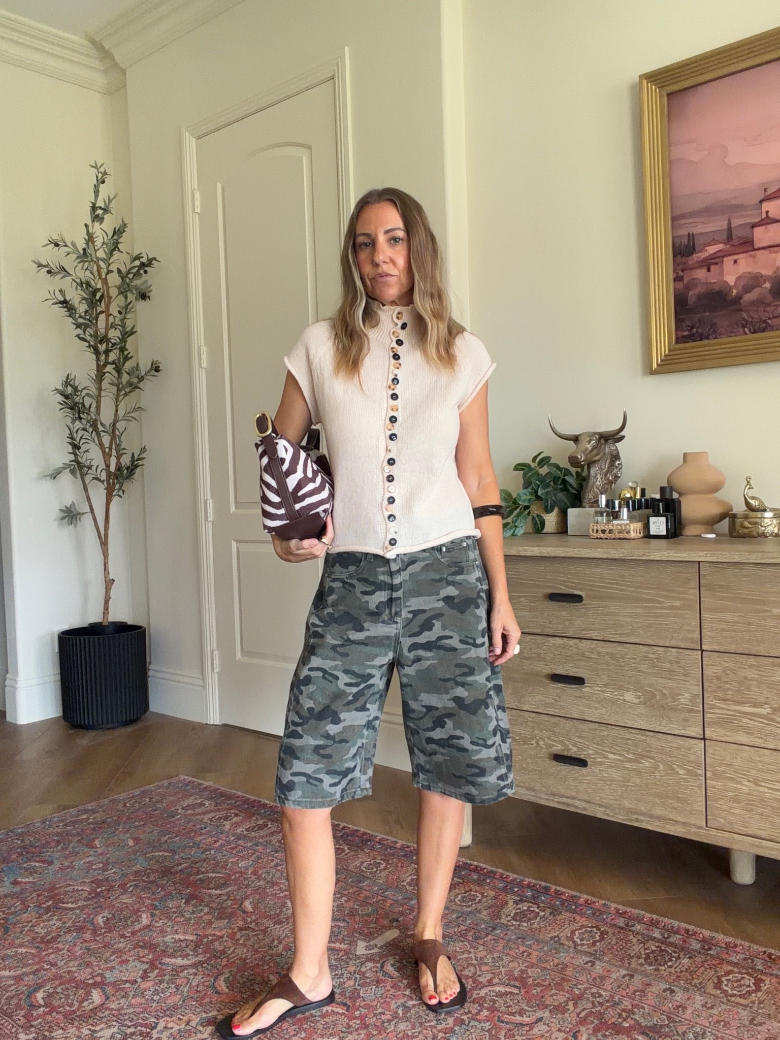 Todays fall transitional outfit
Amazon camo shorts size xs 
Amazon sweater top with buttons size small

#LTKootd #LTKgrwm #LTKSaleAlert