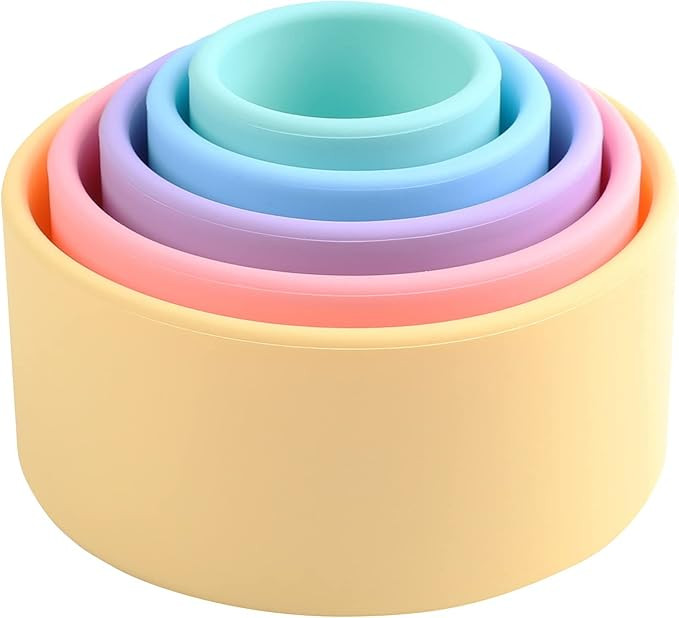 BLUE GINKGO Silicone Stacking Cups - Nesting Cups and Silicone Stacking Toy - Open Ended Montesso... | Amazon (US)