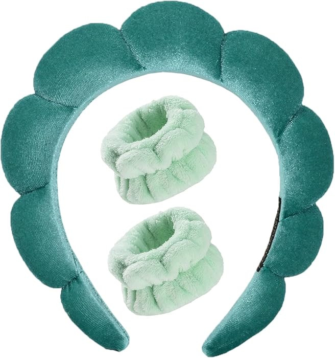 Luckybear Spa Headband for Washing Face, Velvet Makeup Headband, Bubble Skincare Head bands with ... | Amazon (US)