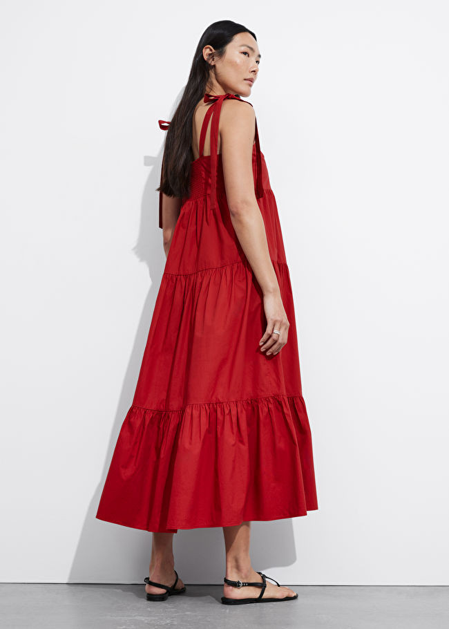 Tiered Tie-Strap Midi Dress | & Other Stories US