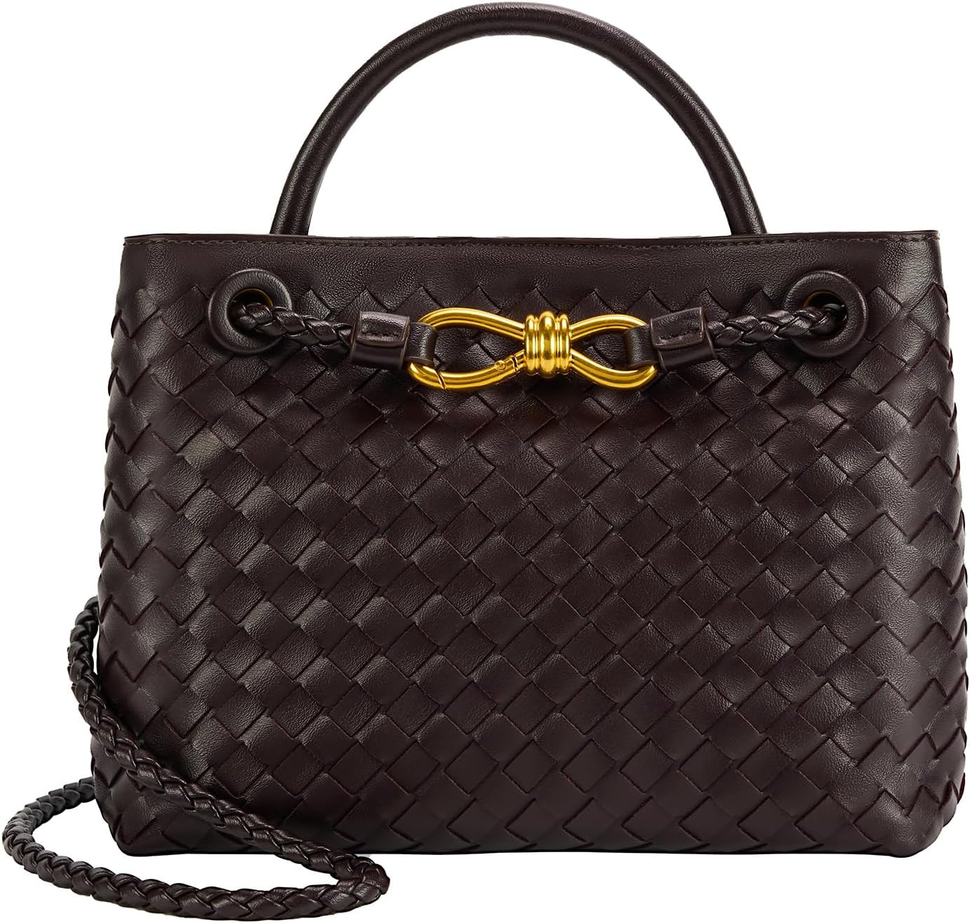 Woven Tote Bag for Women Leather Shoulder Handbag Designer Top Handle Purses | Amazon (US)