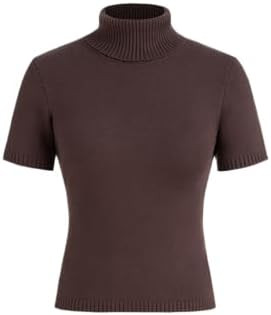CIDER Women’s Short Sleeve Turtleneck Tops Cute Knit Slim Fit Sweater Blouses Basic Tee | Amazon (US)
