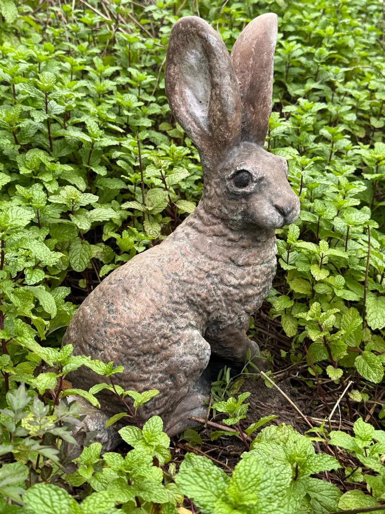 Concrete outdoor rabbit sculpture | Etsy (US)