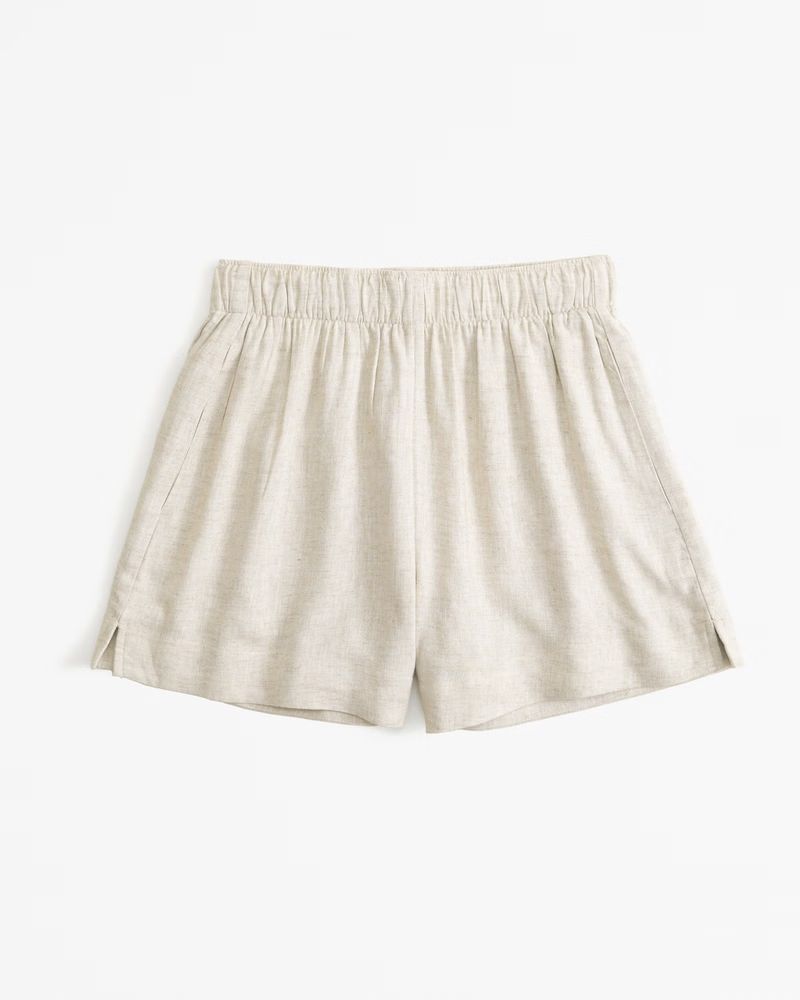 Women's Linen-Blend Pull-On Short | Women's Bottoms | Abercrombie.com | Abercrombie & Fitch (US)