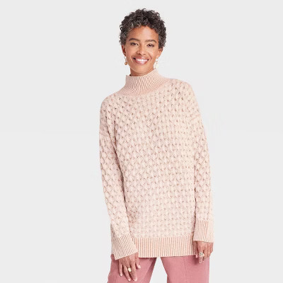 Women's Mock Turtleneck Sweater - Knox Rose™ White Sand XS | Target