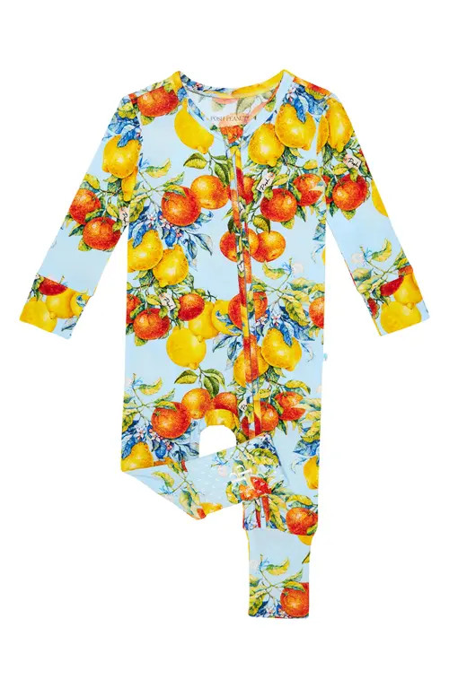 Posh Peanut Print Convertible One-Piece Footie in Blue at Nordstrom, Size Newborn | Nordstrom