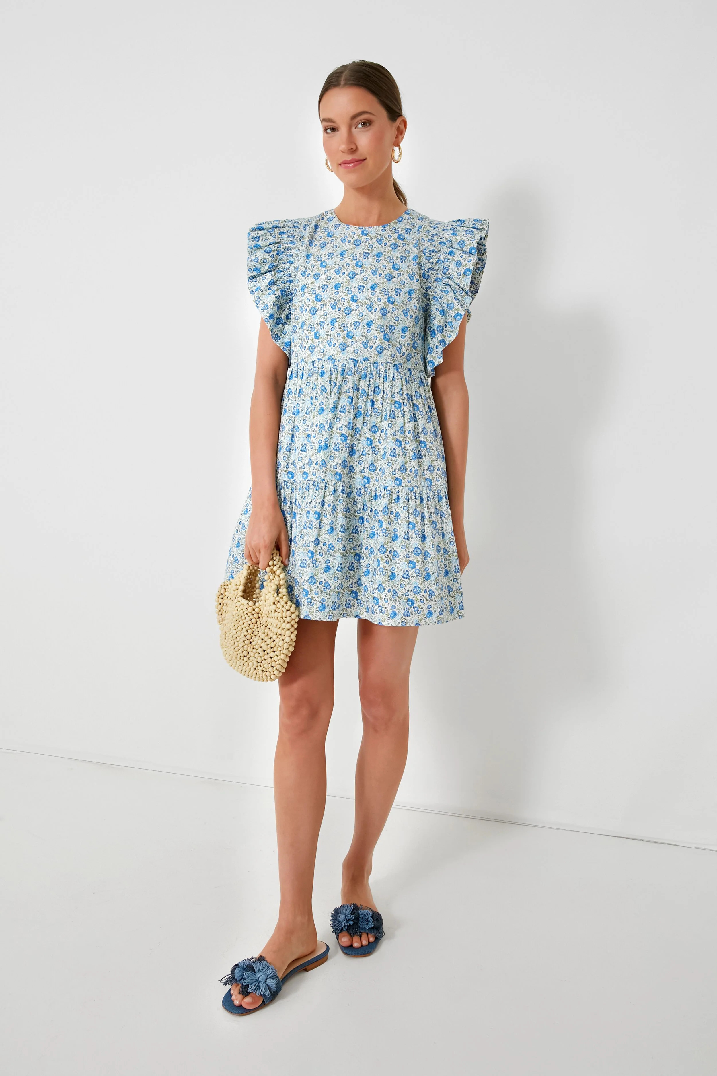 Blue Floral Ruffle Sleeve Lucy Dress | Tuckernuck (US)