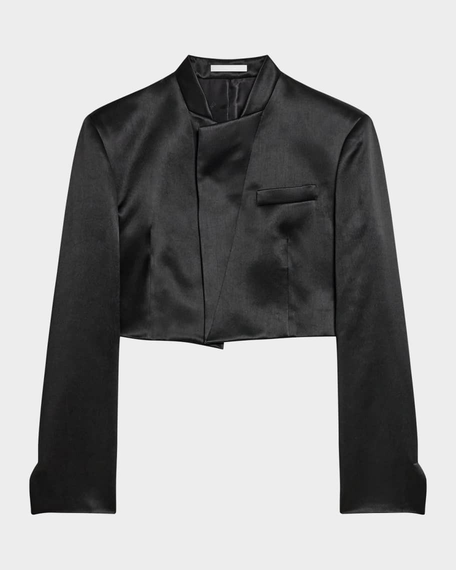 Helmut Lang Cropped Satin Blazer | Neiman Marcus