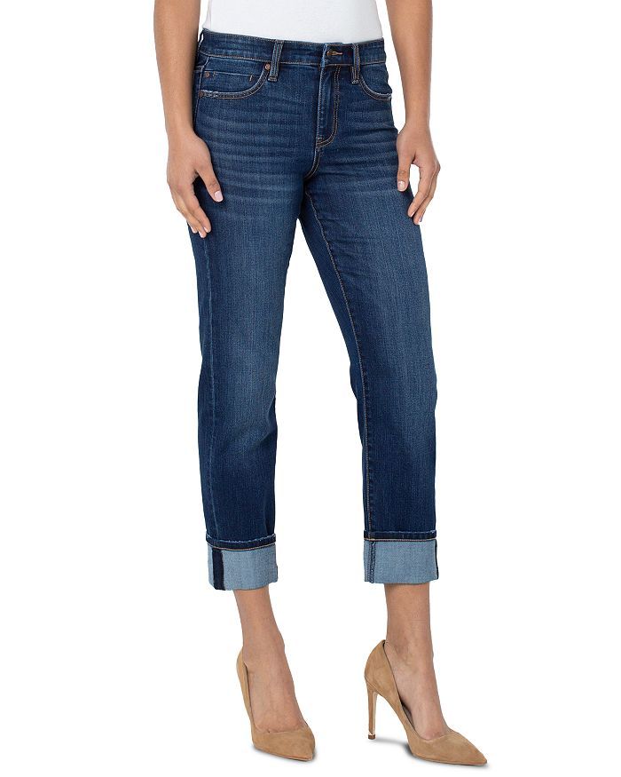 Liverpool Los Angeles Marley Cuffed High Rise Ankle Straight Girlfriend Jeans in Bartlett   Back ... | Bloomingdale's (US)