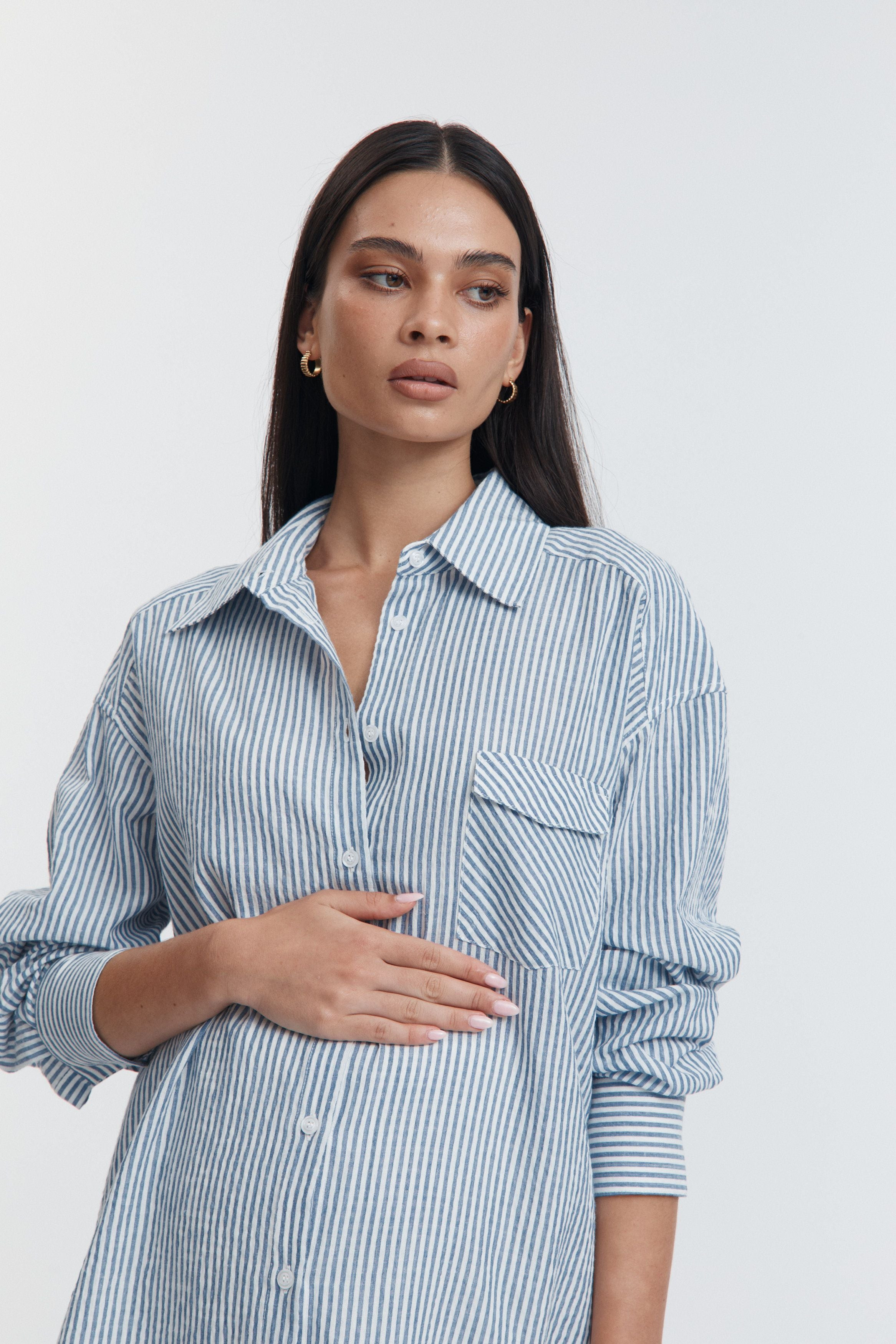 Weekend Shirt (Pacific Blue Stripe) | Legoe Heritage Maternity APAC