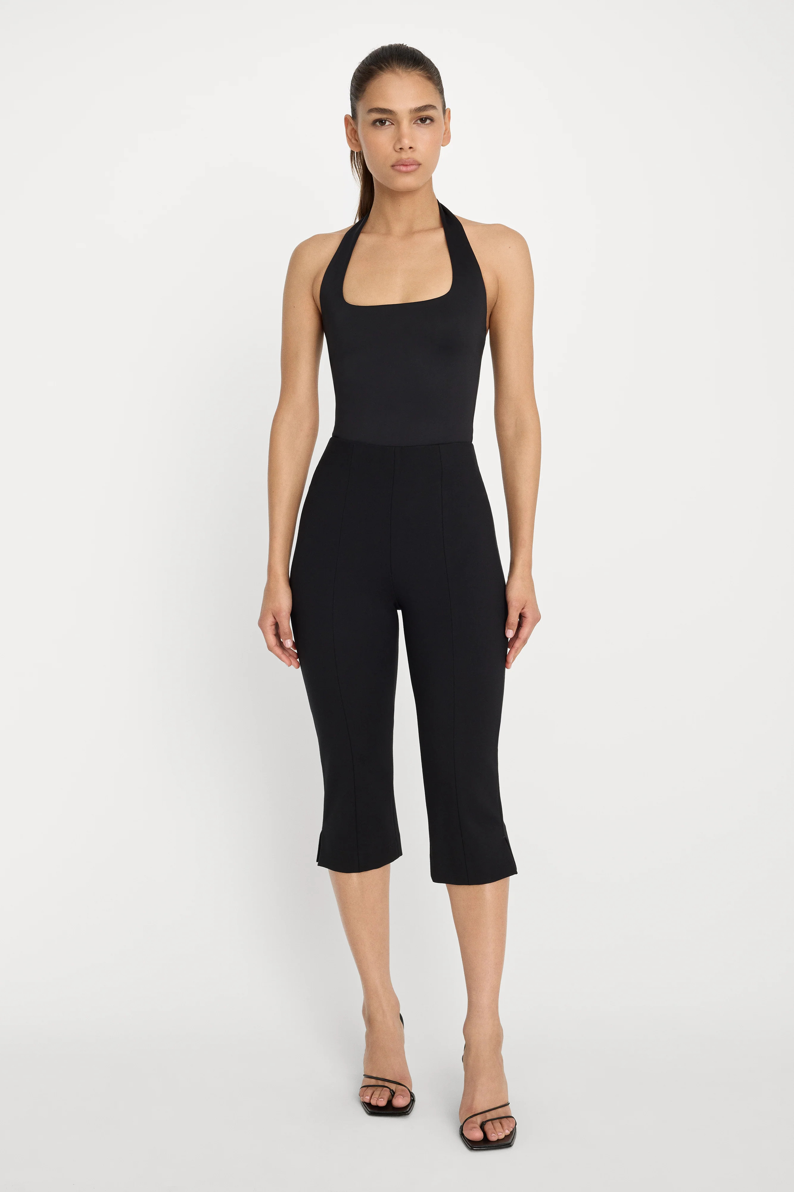 SCULPTING HALTER SQUARE NECK BODYSUIT| BLACK001 - GOOD AMERICAN | Good American