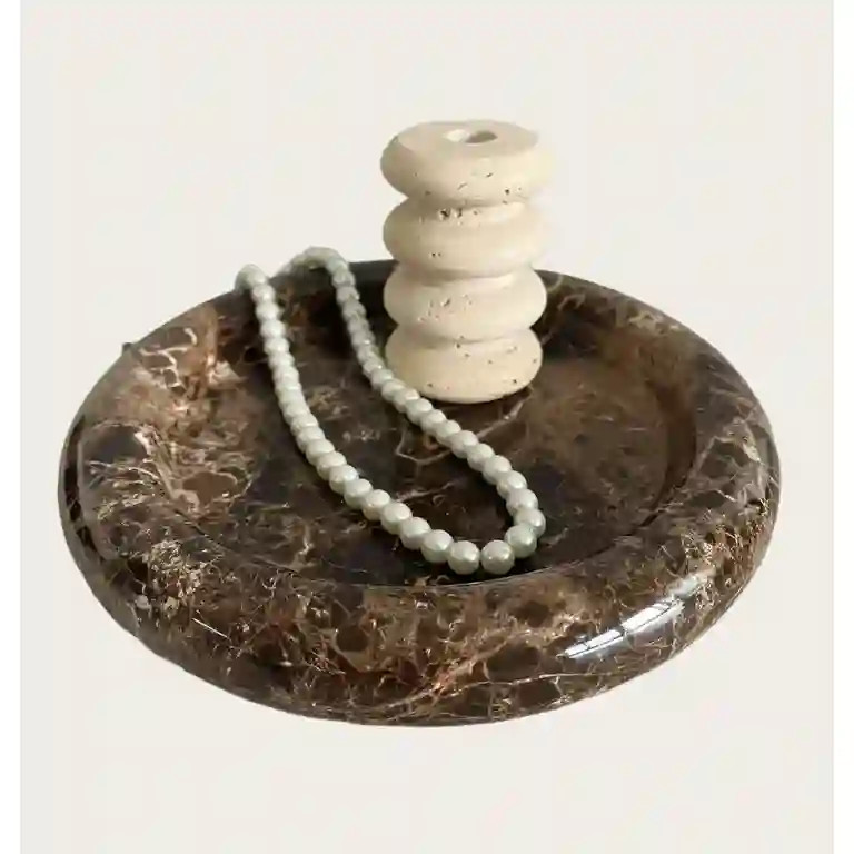 Natural Marble Jewelry Tray Round - 8 inch Stone Bathroom & Vanity Organizer, Decorative Storage ... | Walmart (US)