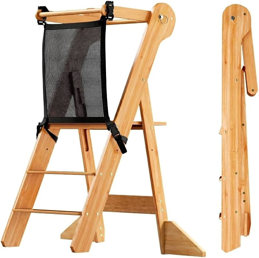 COSYLAND Foldable Toddler Standing Tower - Adjustable Height Folding Step Stool Kids Toddler Kitc... | Amazon (US)