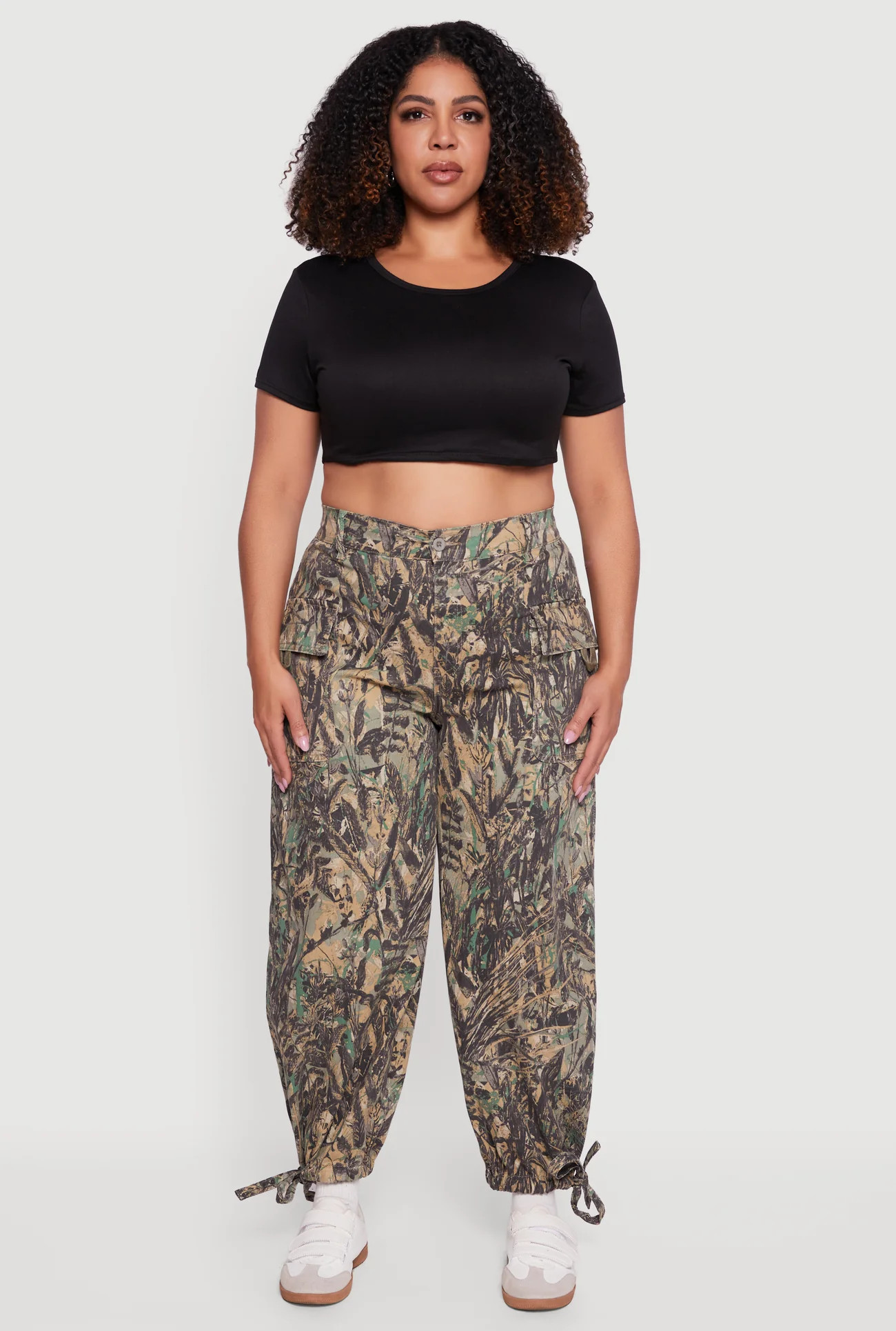 Plus Size Hunter Camo Twill Cargo Joggers | Rainbow Shops