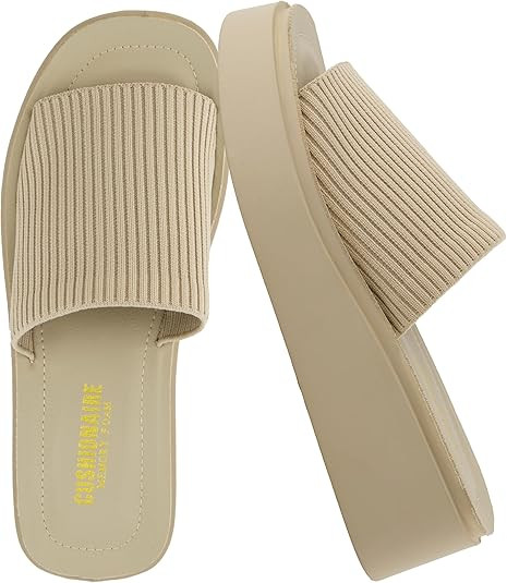 CUSHIONAIRE Pim Wedge Chunky Platform Womens Sandals with Firm Knit Upper & Memory Foam Summer Sa... | Amazon (US)