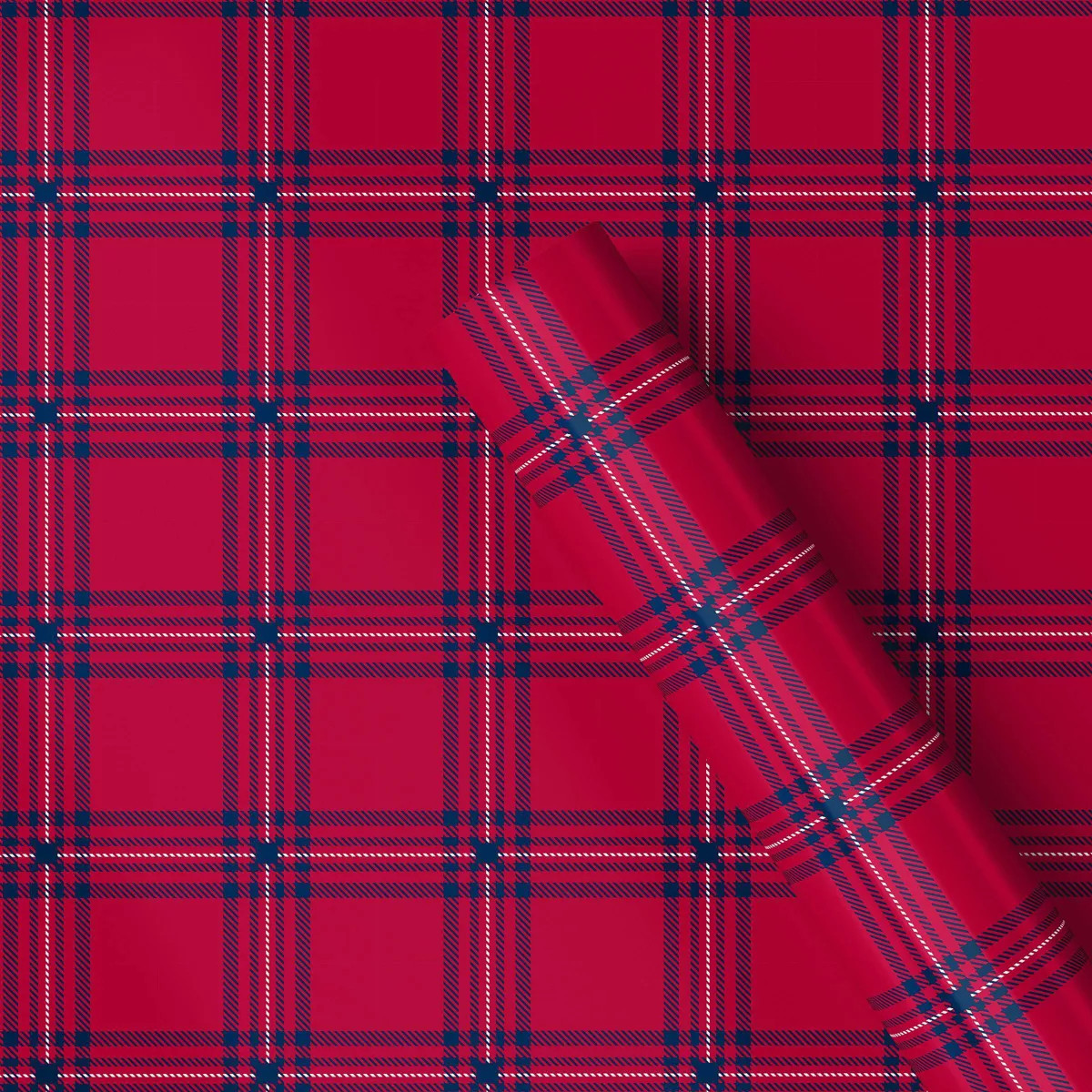 30" 25 sq ft Christmas Roll Wrap Red and Blue Plaid - Wondershop™ | Target