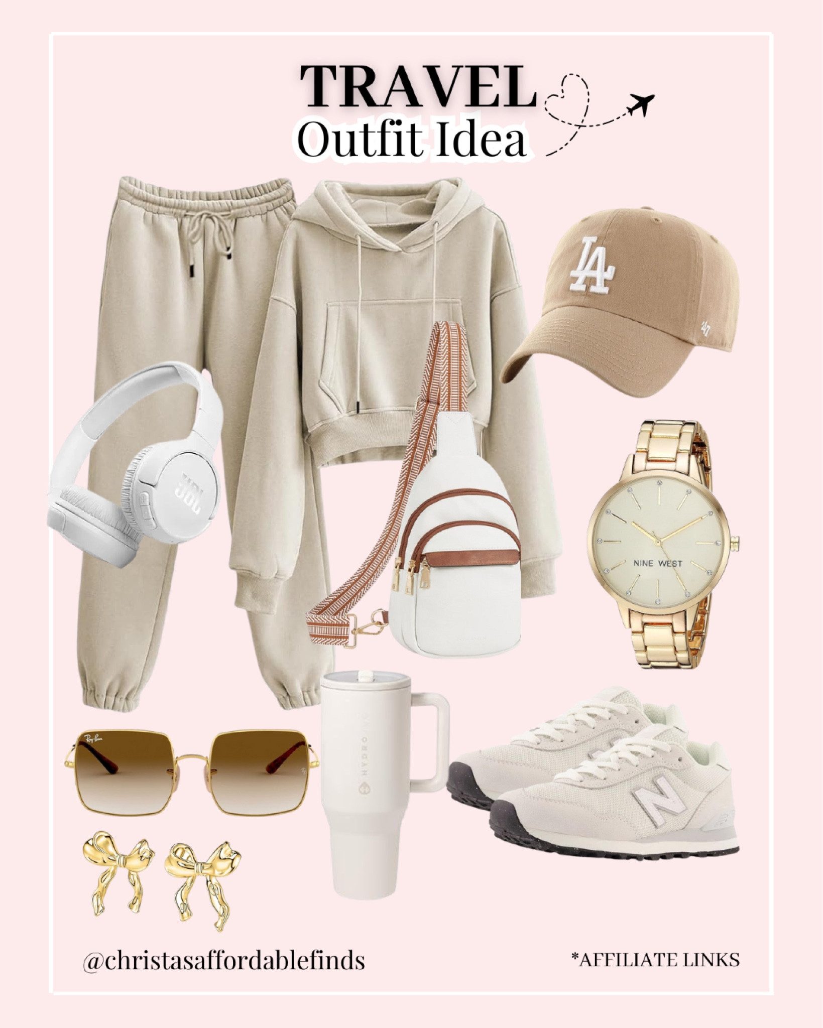 Packing for my next adventure? 🧳✨ Check out this perfect travel flatlay featuring my go-to joggers/sweats, stunning jewelry, sleek handbag, stylish sunglasses, comfy shoes, trendy hat, and must-have water bottle! Whether you’re jet-setting for a weekend getaway or embarking on a long journey, these affordable finds will keep you looking fabulous and feeling comfortable every step of the way. 🌍💖

Tap to shop my favorites and elevate your travel game without breaking the bank! 💸✨ Don’t forget to save your favorites and share your travel must-haves in the comments below! 🛍️👇

#TravelOutfit #FlatlayInspo #AffordableFashion #TravelEssentials #OOTD #StyleOnABudget #TravelStyle #FashionFlatlay #TravelAccessories #ChicTravel #ComfyAndCute #JewelryLover #HandbagAddict #SunglassesStyle #TravelShoes #HatStyle #WaterBottle #BudgetFriendly #ChristasAffordableFinds #TravelWithMe #FashionInspo 

#LTKTravel #LTKSaleAlert #LTKGiftGuide