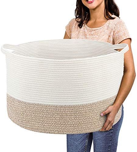 RUNKA Extra Large Storage Basket 22" x 14", Soft Woven Large Basket with Handles,Extra Large Bask... | Amazon (US)