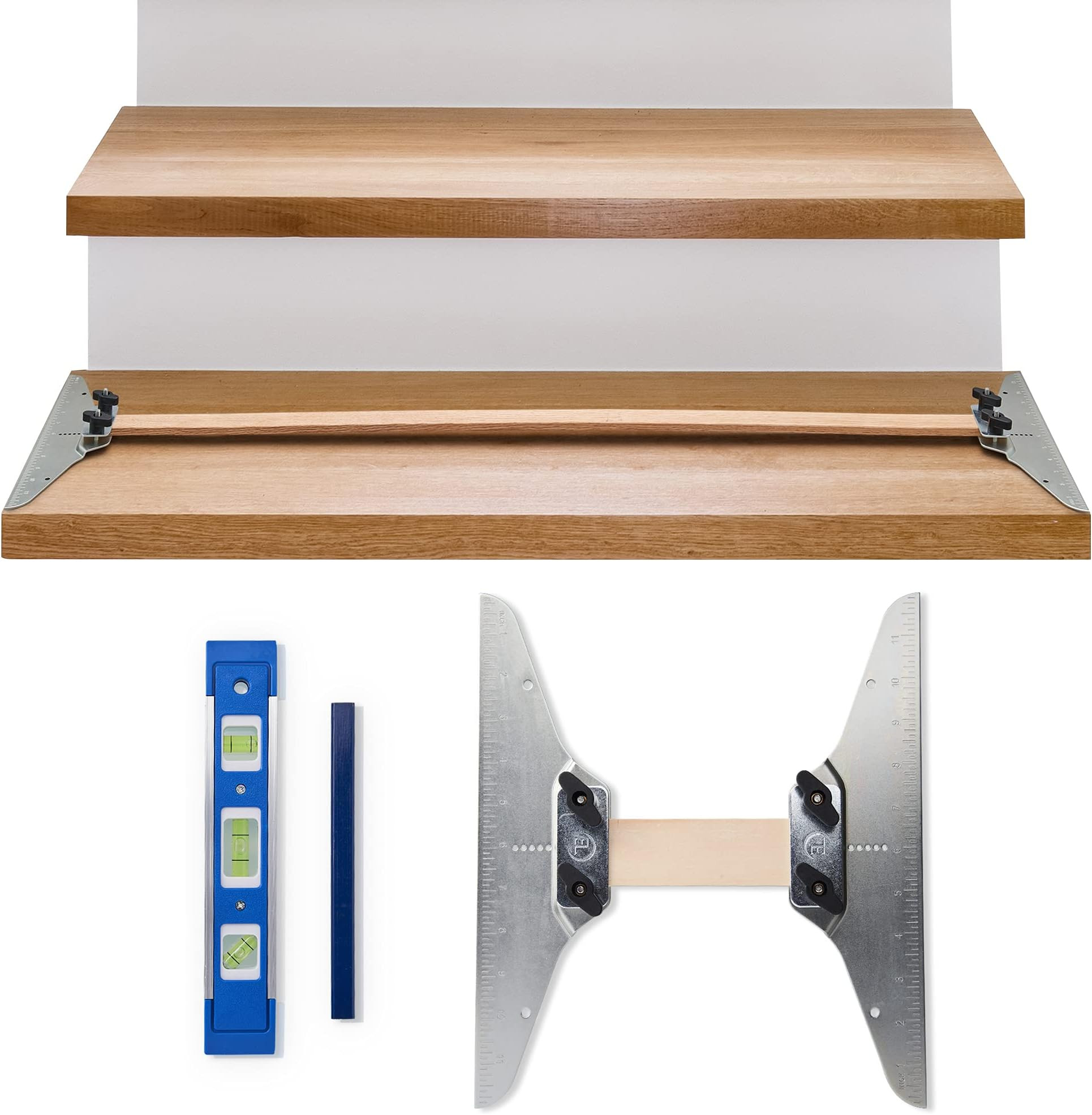 Staircision Stair Tread Template Tool - Stair Gauge Set with Carpenter Pencil and Level for Extra Pr | Amazon (US)