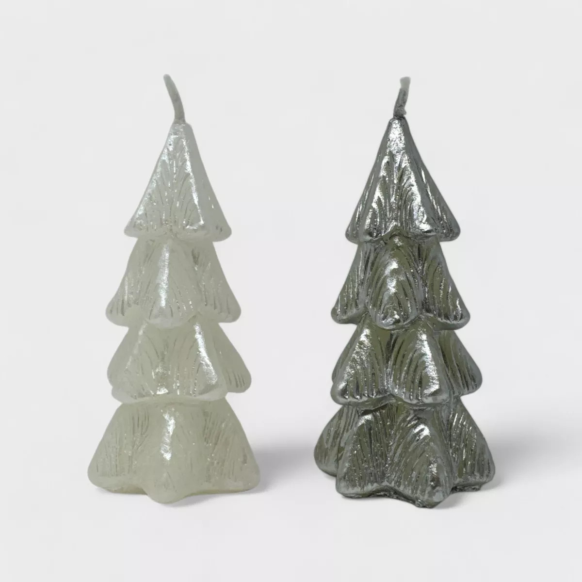 Christmas Tree Candle Set – 2 Decorative Holiday Candles – White & Silver Festive Christmas T... | Target