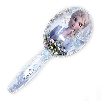 Frozen 2 Girls Snowflake Confetti Hair Brush, Silver | Amazon (US)