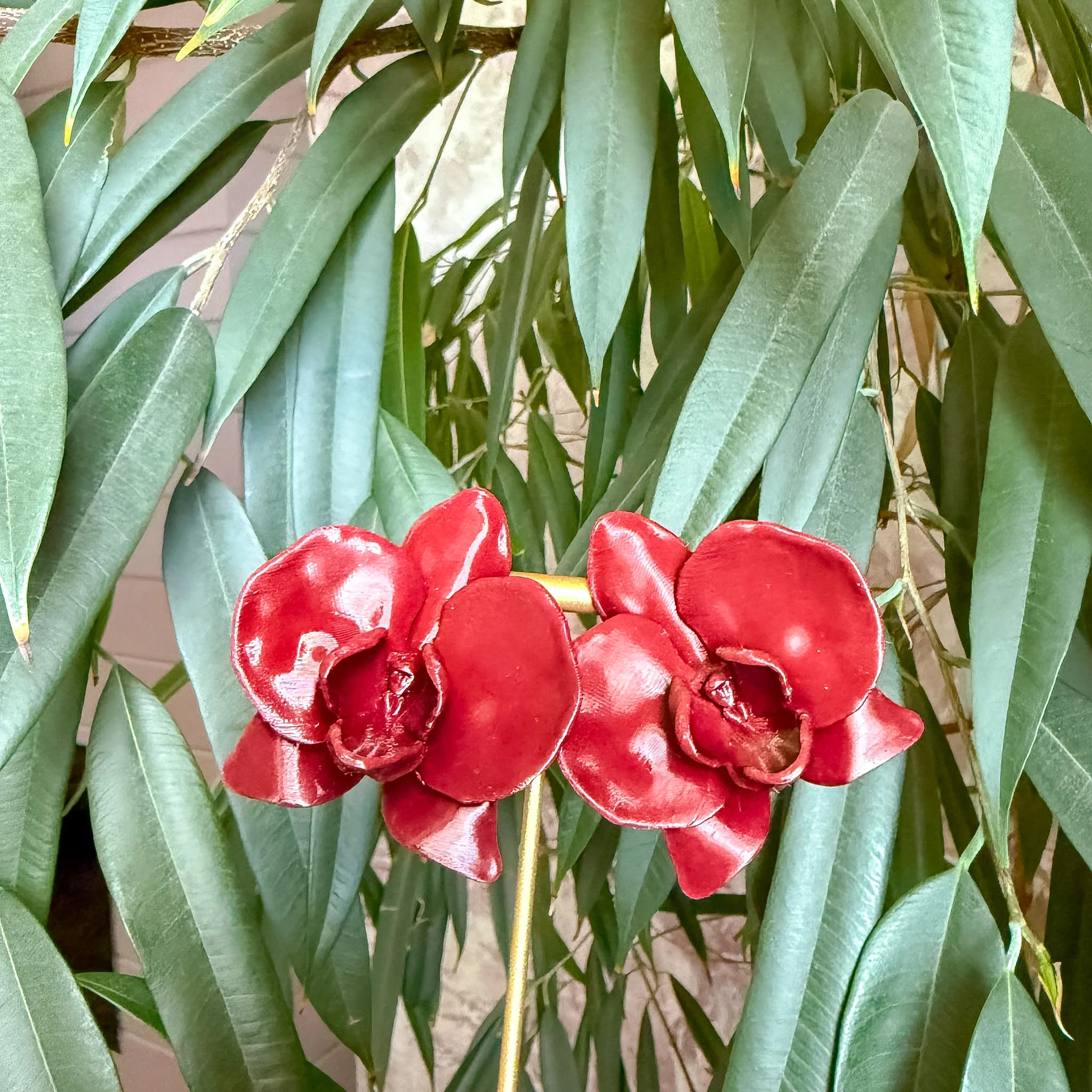 Orchid Merlot Red Statement Earrings | Rahya Jewelry Design