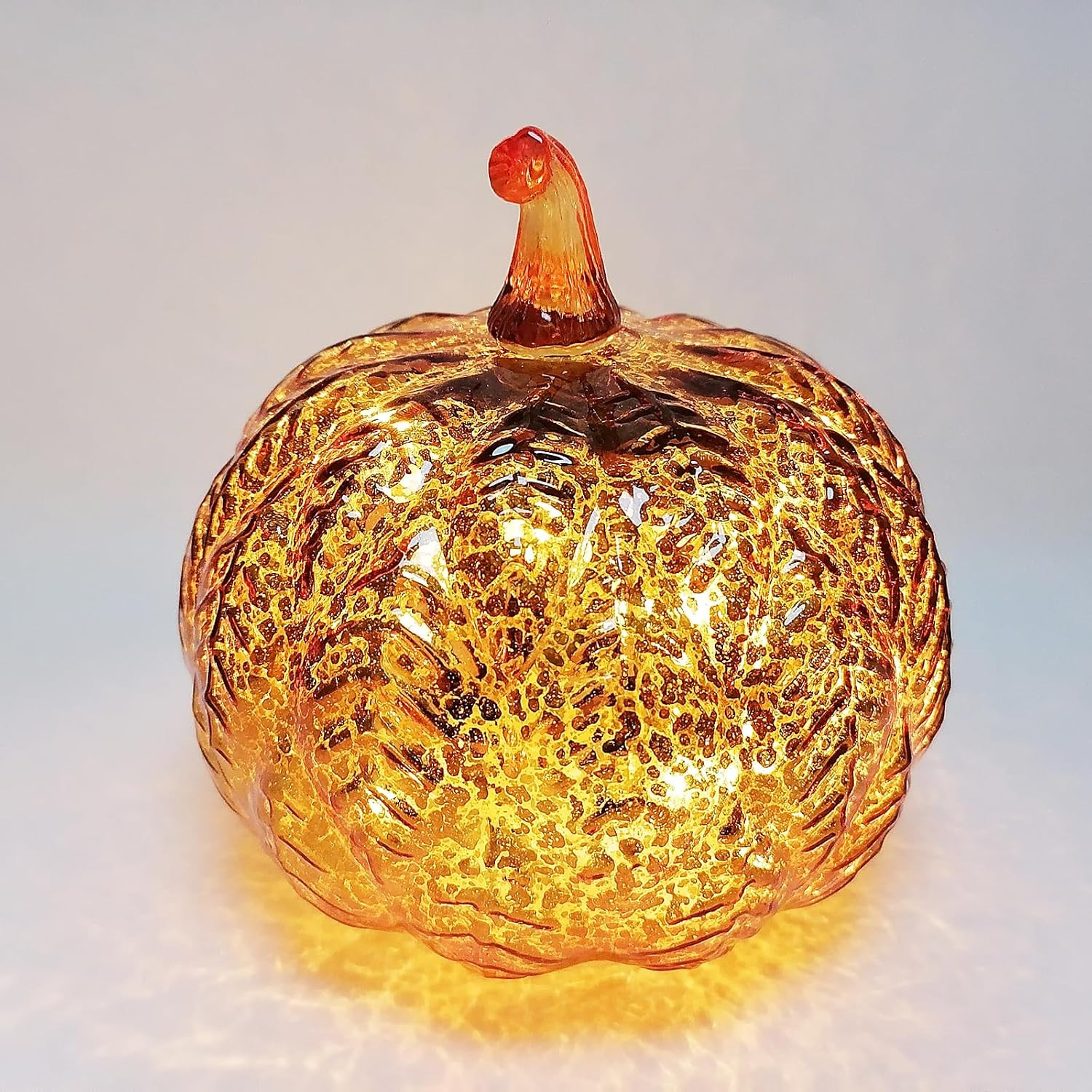 Mercury Glass Pumpkin Light with Timer, with 10 Fairy Lights Inside, Battery Operated Led Pumpkin Lamp, Ideal for Halloween Fall Decoration, Thanksgiving Rustic Decor, Xmas Décor (Gold) | Amazon (US)