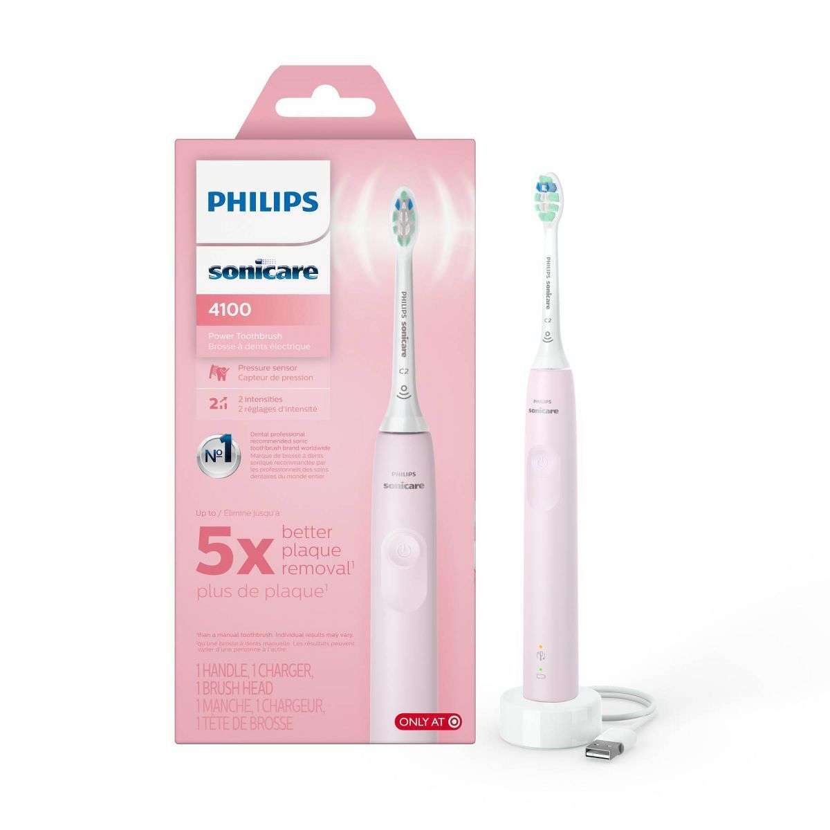 Philips Sonicare 4100 Plaque Control Rechargeable Electric Toothbrush - HX3681/21 - Sugar Rose | Target