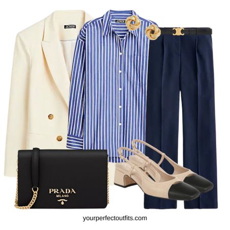 Spring outfit ideas with a blue striped shirt 
Chic and elegant spring outfit for office 

A must have In Your spring wardrobe 

#LTKover40 #LTKsalealert #LTKworkwear
