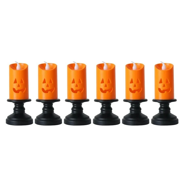 Flmtop 12 Pcs Flameless Candle Battery Operated Portable Safe Halloween Flickering Pumpkin Candle... | Walmart (US)