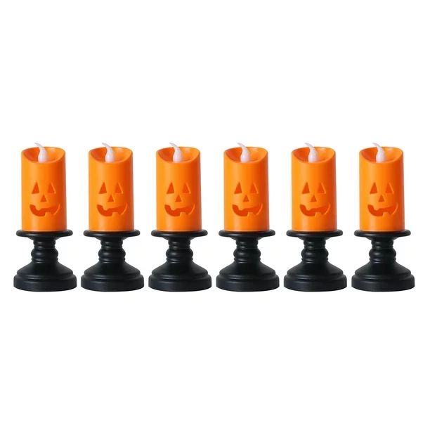 Flmtop 12 Pcs Flameless Candle Battery Operated Portable Safe Halloween Flickering Pumpkin Candle... | Walmart (US)