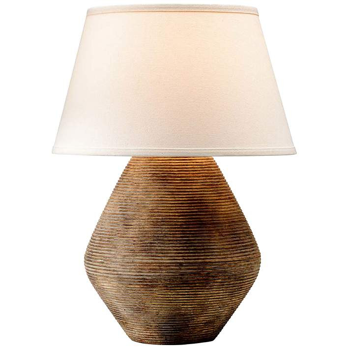 Calabria Rustco Ceramic Accent Table Lamp w/ Off-White Shade | LampsPlus.com