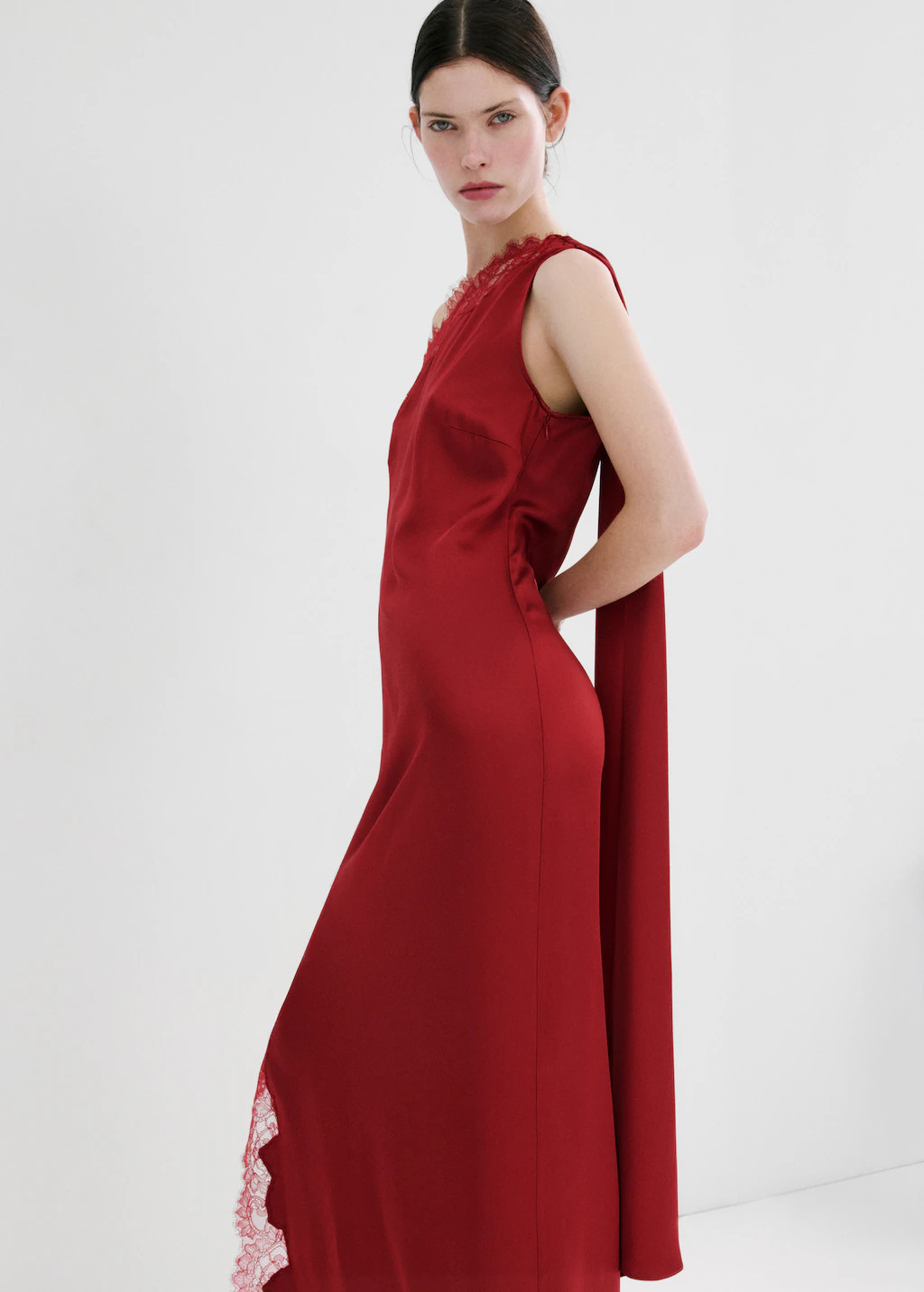 Asymmetrical dress with scarf | MANGO (UK)