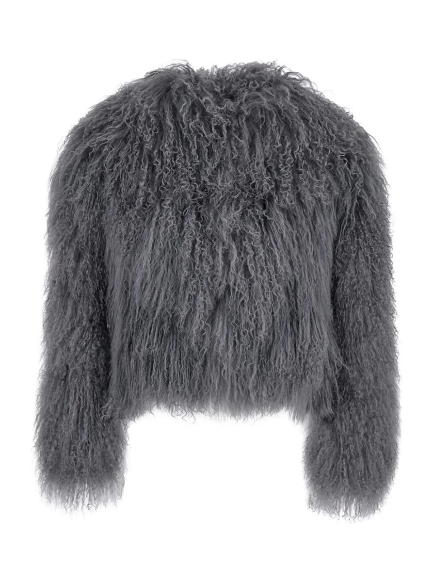 'Tibet' Grey Short Fur Jacket In Eco Fur Woman | Baltini