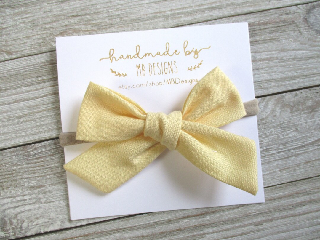 Yellow Baby Bow, Yellow baby headband, Pale Yellow Hair Bow, Yellow Newborn Bow | Etsy (US)
