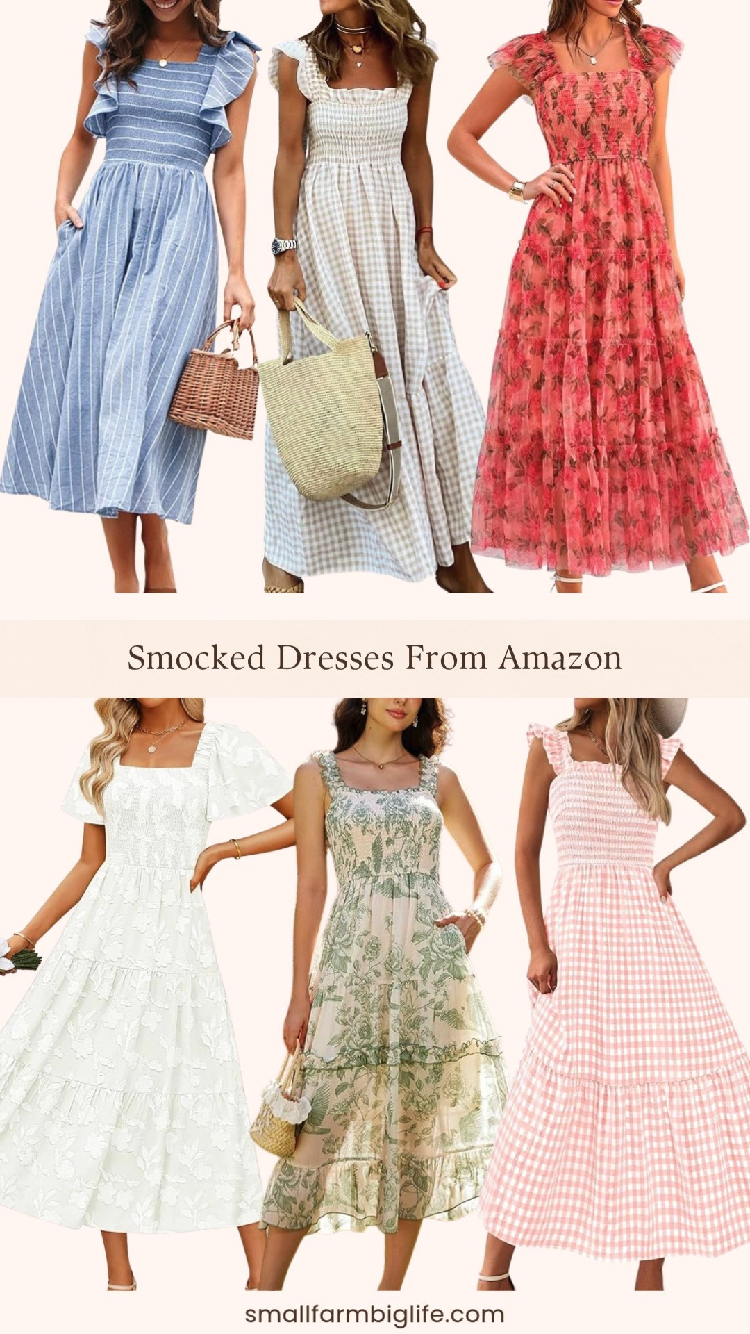 Smocked dresses are one of my favorite summer dress styles and Amazon has the most beautiful options right now at unbeatable prices! From gingham spaghetti strap maxi dresses and cottagecore floral smocked styles to a ruffle strap pink gingham midi, a flowy striped flutter sleeve dress with pockets, a gorgeous tulle mesh party dress, and a classic white square neck boho beach dress, these are the effortless and flattering summer dresses perfect for vacation, weekends, and everything in between. Linking everything below! 

 #LTKgrwm #LTKootd #LTKOver40