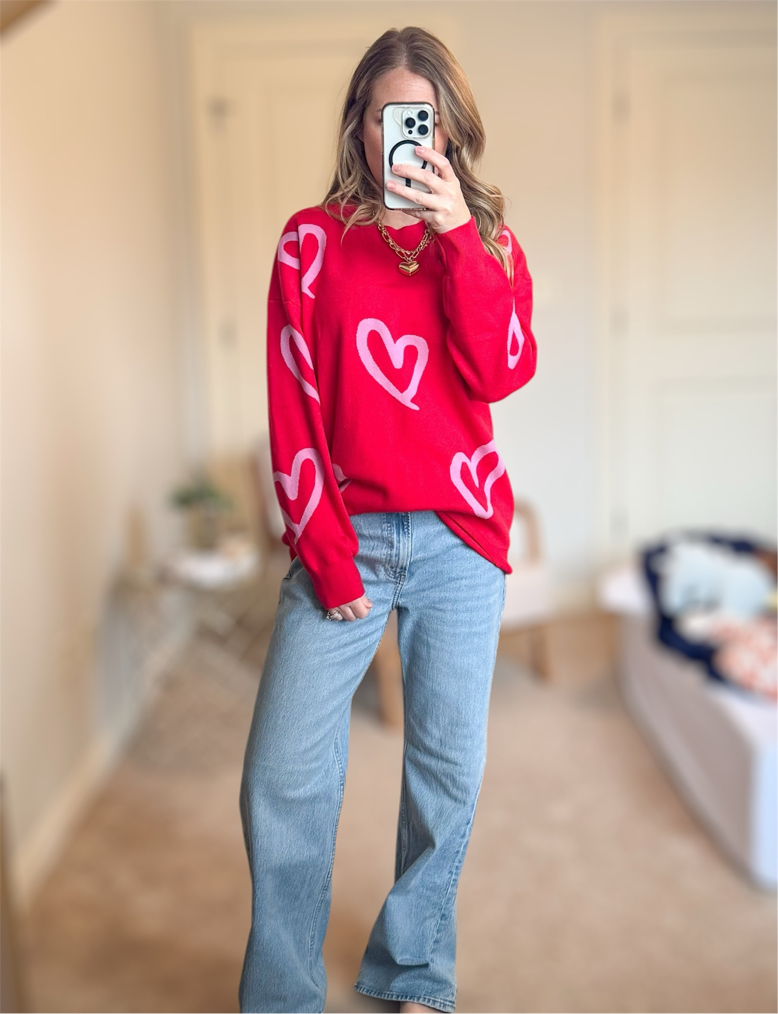 Valentine’s Day outfit idea, heart sweater, jeans, Abercrombie jeans, replaced, loose fit #jeans #sweater #loosejeans #wideleg #valentinessweater

#LTKMostLoved #LTKStyleTip #LTKSaleAlert