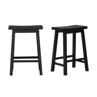 StyleWell Dark Charcoal Wood Saddle Backless Counter Stool (Set of 2) (16.33 in. W x 24 in. H)-SH... | The Home Depot