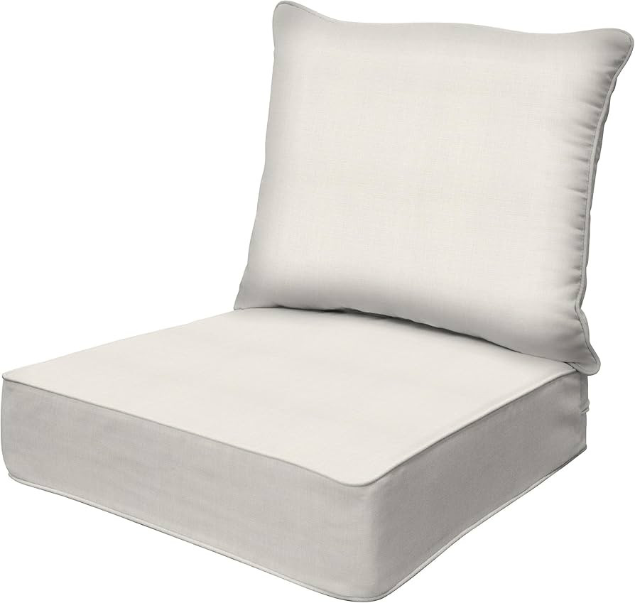 Honeycomb Outdoor Deep Seat, 24 x 23, Textured Solid Bone Chair Cushion for Patio Furniture | Amazon (US)