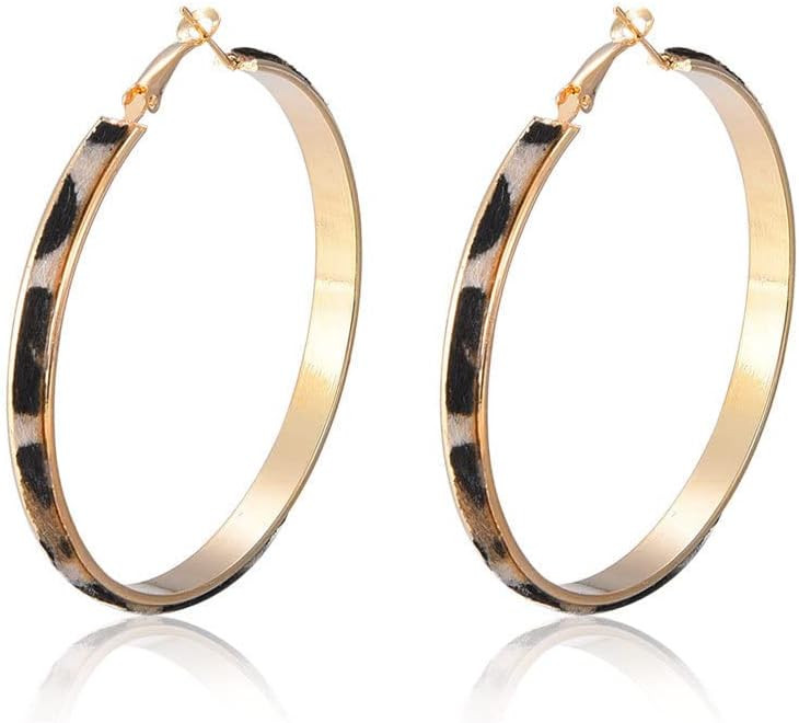 Cheetah Leopard Print Earrings For Women Jewelry Big Round Hoop Dangle Earrings | Amazon (US)