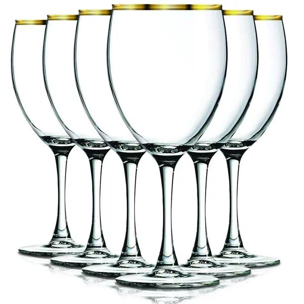 Gold Banded Rim Nuance 10 oz Wine Glasses - Set of 6 by TableTop King - Additional Vibrant Colors... | Walmart (US)