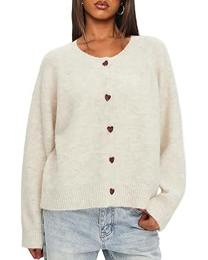 Darong Womens Cropped Cardigan Sweaters Long Sleeve Knit Y2k Button Down Fall Outfits Fashion Clo... | Amazon (US)