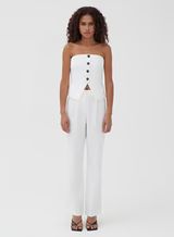 White Tailored Button Front Corset - Charl | 4th & Reckless