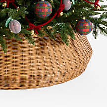 Braided Light Fiber Wicker Christmas Tree Collar 31″ – Light Wicker | Crate & Barrel