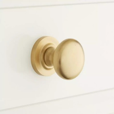 Signature Hardware 1-1/4" Brass Round Cabinet Knob 2 Set Beveled Base Satin Bras | eBay US