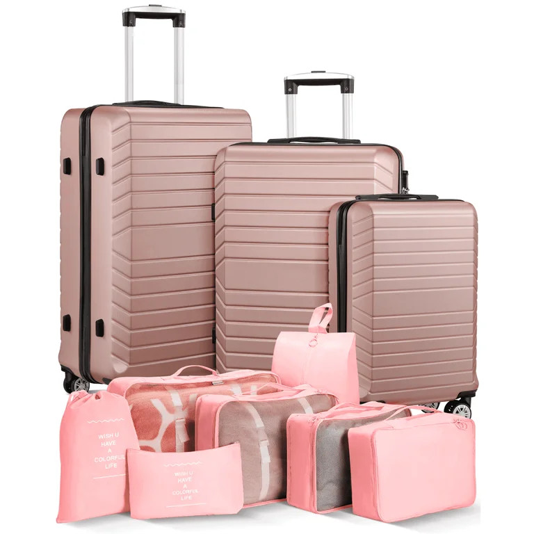 3 Piece Luggage Sets 20/24/28 inch Travel Suitcase Set with 7PCS Organizer Bags, Rose | Walmart (US)