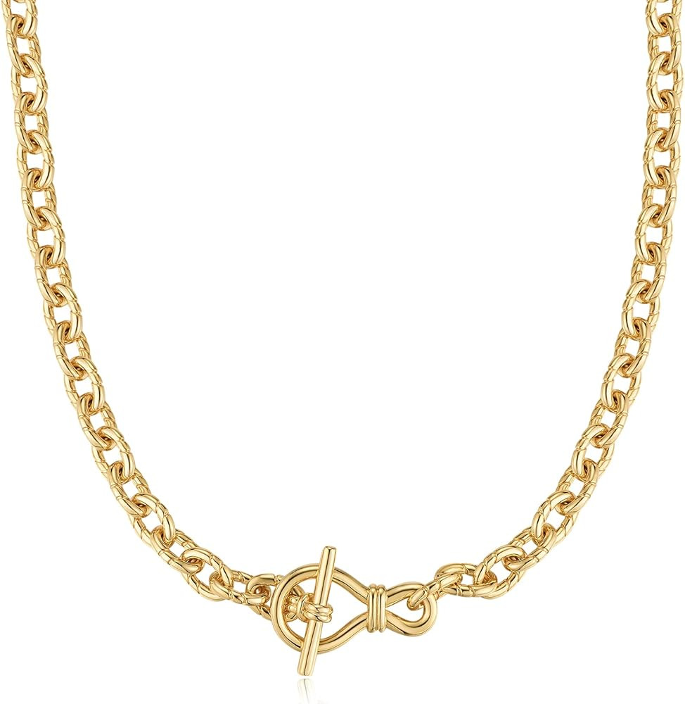 FRUMOS Dainty Layered Choker Necklace 18k gold Plated Y Pendant Commemorative coin Necklace Multi... | Amazon (US)